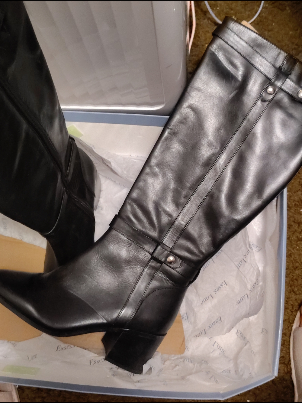 Essex Lane Black Over-the-Knee Faux Leather Boots